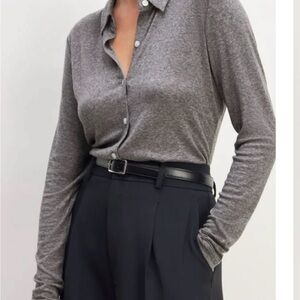 Everlane The Must-Have Shirt in Butterluxe - Heather Charcoal Sz M $78 NWOT